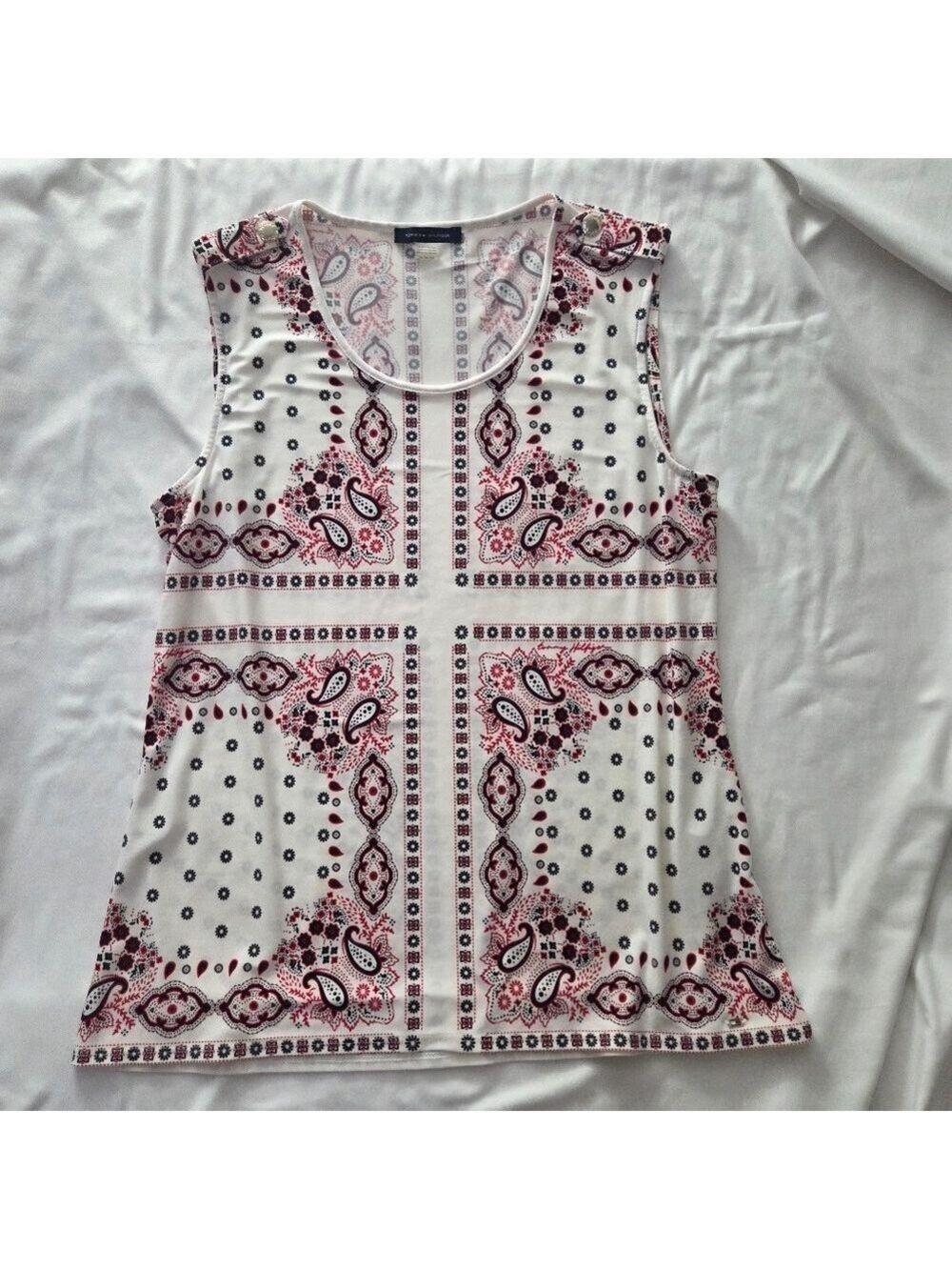 Tommy Hilfiger Scarf Print Sleeveless Top Medium